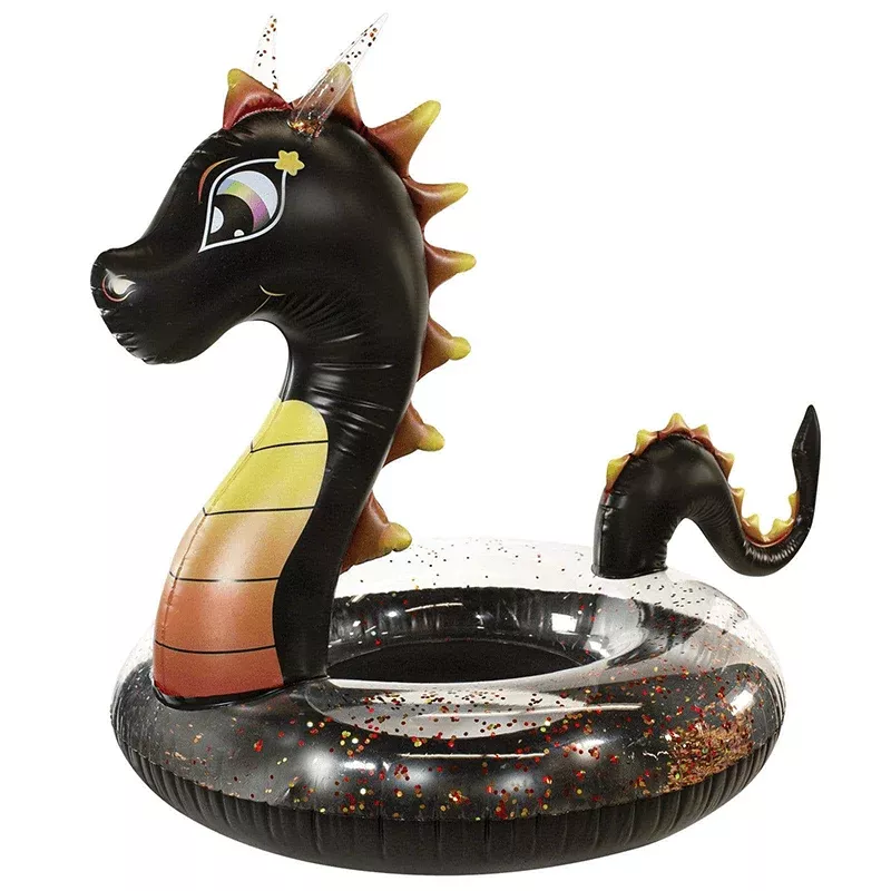 Gonflable dragon noir pailleté